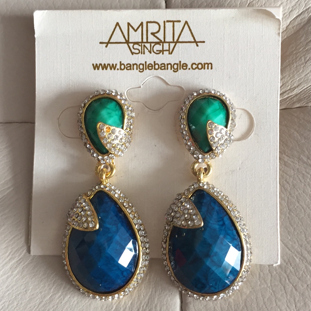 Nwt Amrita Singh Turquoise Lapis Earrings Crystal 20$